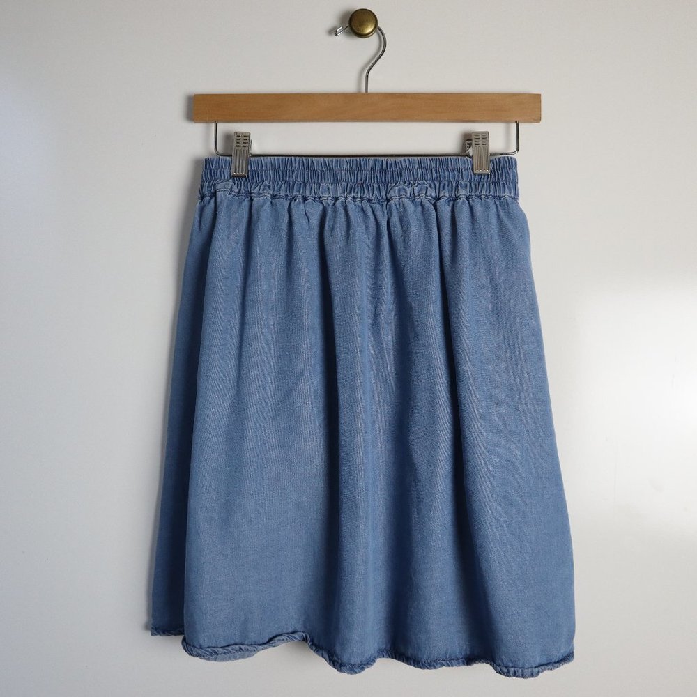 Forever 21 Denim Skirt Elastic Waist Pockets 3X